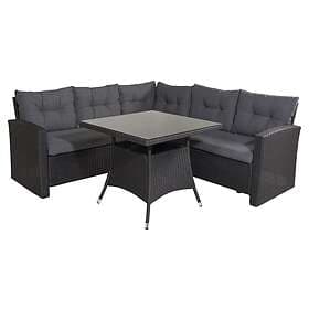 Venture Design Loungegrupp Watford Utomhus Hjørnesofa Svart / grå dyna 7218-001