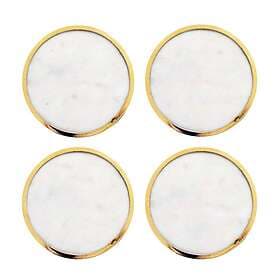 Hilke Collection coasters 4-pack Vit marmor-solid mässing