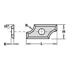 CMT Hyvelkniv 790.050.00; 19.5x9x,1.5 mm; R5; HWM; 1 st.