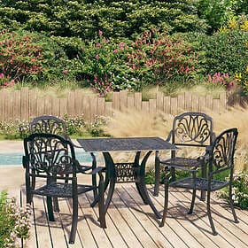 vidaXL 5 Piece Bistro Set Cast Aluminium Black