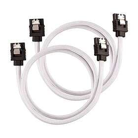 Corsair Premium sleeved SATA I, 0.6 m, 2-pack,white