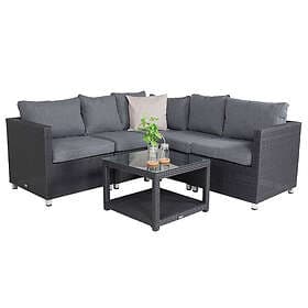 Venture Design Loungegrupp Vamos Utomhus modulsoffa 3+2+1 Svart / Grå dyna 9411-