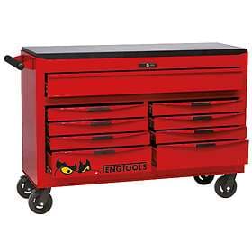 Teng Tools Tool Trolley TCMMIND08 with 9 drawers och 569 verktyg, extra bred, rö