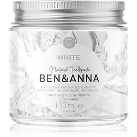 BEN&ANNA Natural Toothpaste White tandkräm i en glasburk med blekande effekt 100