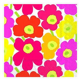 Marimekko Servett Unikko 33x33 cm Lyserød/Gul