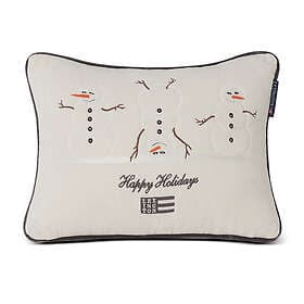 Lexington Snowmen Embroidered Cotton Velvet Prydnadskudde 30x40