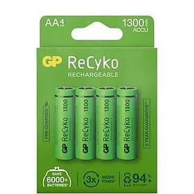 GP Batteries ReCyko NiMH AA-batterier 1300 mAh (R6) 4-P