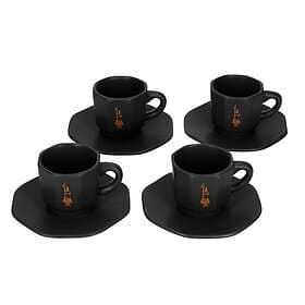 Bialetti Espressomugg Inkl. Kaffefat 4 st Svart