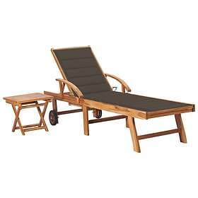 vidaXL Solseng med bord och dyna massiv teak 3063029