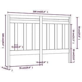 vidaXL Sengegavl vit 166x4x100 cm massiv furu 817801