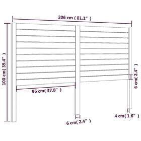 vidaXL Sengegavl honungsbrun 206x4x100 cm massiv furu 819043