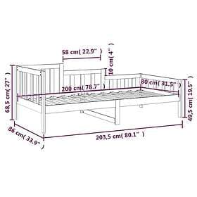 vidaXL Dagbädd vit 80x200 cm massiv furu 820722