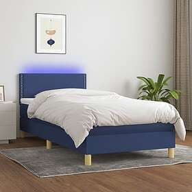 vidaXL Mattress base med madrass & LED blå 90x190 cm tyg 3133603