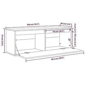 vidaXL Väggskåp vit 100x30x35 cm massiv furu 813467