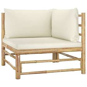 vidaXL Hjørnesofa med gräddvita dynor bambu 313145