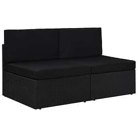 vidaXL Modulsoffa 2-sits konstrotting svart 49503