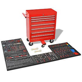 vidaXL Tool Trolley with 1125 verktygsstål röd 142248