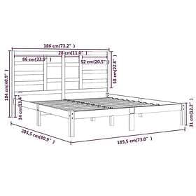 vidaXL Seng Ramme svart massivt trä 180x200 cm 3105814