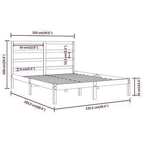 vidaXL Seng Ramme vit massiv furu 120x200 cm enkelsäng 3104929