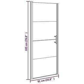 vidaXL Duschdörr 91x195 cm halvfrostat härdat glas svart 151866