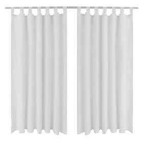 vidaXL 2-pack gardiner med öglor i vit microsatin 140 x 225 cm 130360