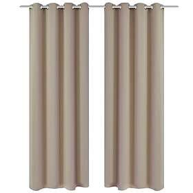 vidaXL 2-pack gräddvita mörkläggningsgardiner med metallringar 135 x 245 cm 130373