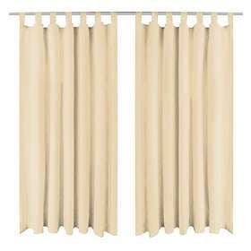 vidaXL Gardiner i microsatin 2 st med öglor 140x245 cm beige 132218