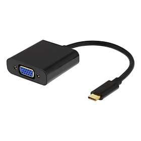 Deltaco USB-C till VGA adapter, USB typ C hane VGA hona 3.5mm USBC-VGA6