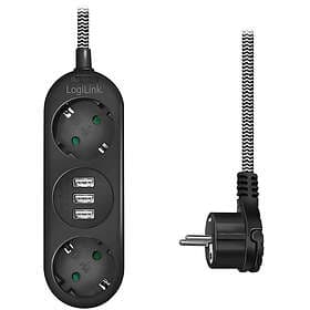 LogiLink Grenuttag Jordat 2-vägs 3xUSB Flat plugg LPS262U