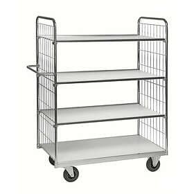 Kongamek Plockvagn KM9000-4XL Serie 9000 1790x650x1695mm, 300kg, Elförzinkad/Vit, Massivgummihjul, 2 fast 2 länk med broms