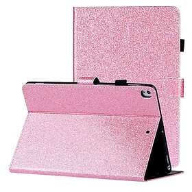 Inskal iPad 10.2" (2021 2020 2019) Fodral med Stativ och Korthållare Rosa Glitte