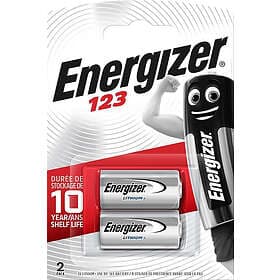 Energizer Litium CR123 Foto/Alarm Batteri 2-Pack