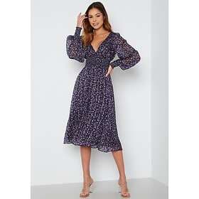 Goddiva Ditsy Long Sleeve Shirred Midi Dress