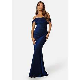 Goddiva Glitter Off Shoulder Maxi Dress