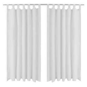 vidaXL 2-pack gardiner med öglor i vit microsatin 140 x 175 cm 130359