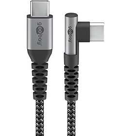 Goobay USB-C™ to USB-A Textile Cable with Metal Plugs (Space Grey/Sølv), 90°, 1