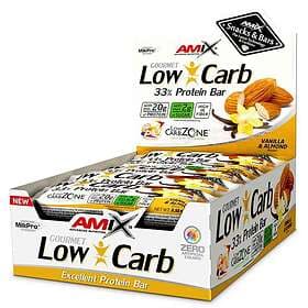 Amix Low Carb 33% 60g Protein Bars Box Vanilla&almond 15 Units Gul