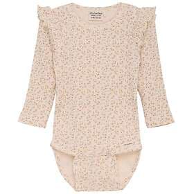 Minymo Blommig Ribbad Baby Body Pink Champagne Rosa 56 cm