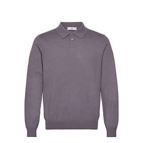 Mango Long-Sleeved Cotton Jersey Polo Shirt Purple