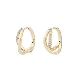 Snö Of Sweden Ace Double Round Earring Gold/Clear