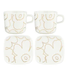 Marimekko Piirto Unikko kopp och fat set 20 cl 4 delar