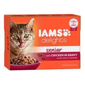 Iams Cat Delights Senior Chicken Gravy 12x0.085kg