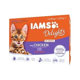 Iams Cat Delights Kitten Chicken Gravy 12x0.085kg