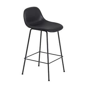 Muuto Fiber Bar Stool (låg, tube bas, läder)