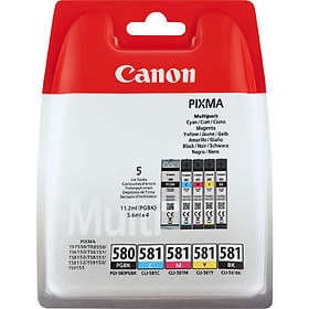 Canon PGI-580BK (Sort) + CLI-581 (Sort/Cyan/Magenta/Gul)