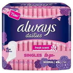 Always Dailies Singles To Go Normal (20-pack)