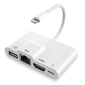 NÖRDIC Lightning - HDMI+RJ45+USB A M-F Adapter