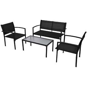 vidaXL 4 Piece Garden Lounge Set Textilene Black