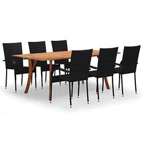 vidaXL 7 Piece Garden Dining Set Black