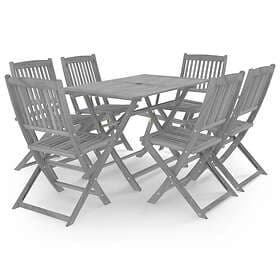 vidaXL 7 Piece Garden Dining Set Solid Acacia Wood Grey